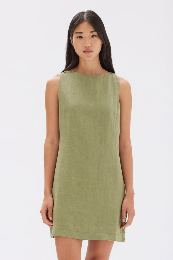 Assembly Label | Nadine Linen Mini Dress - Pandan