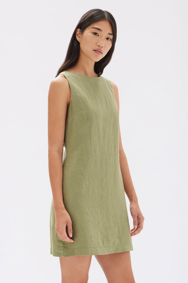 Assembly Label | Nadine Linen Mini Dress - Pandan