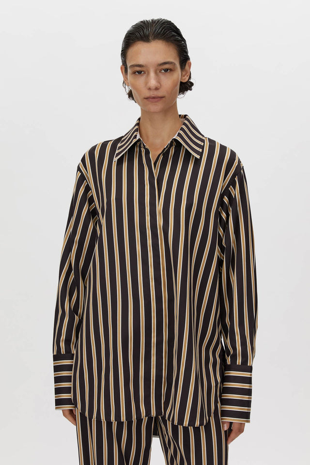 Camilla and Marc | Novella Shirt - Black/Bronze Stripe