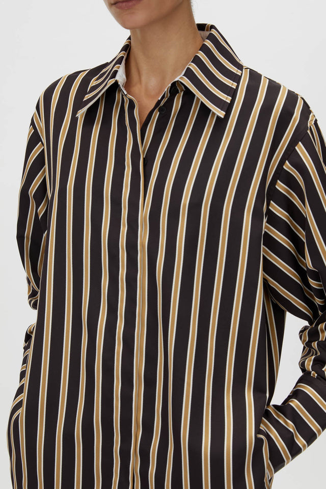 Camilla and Marc | Novella Shirt - Black/Bronze Stripe