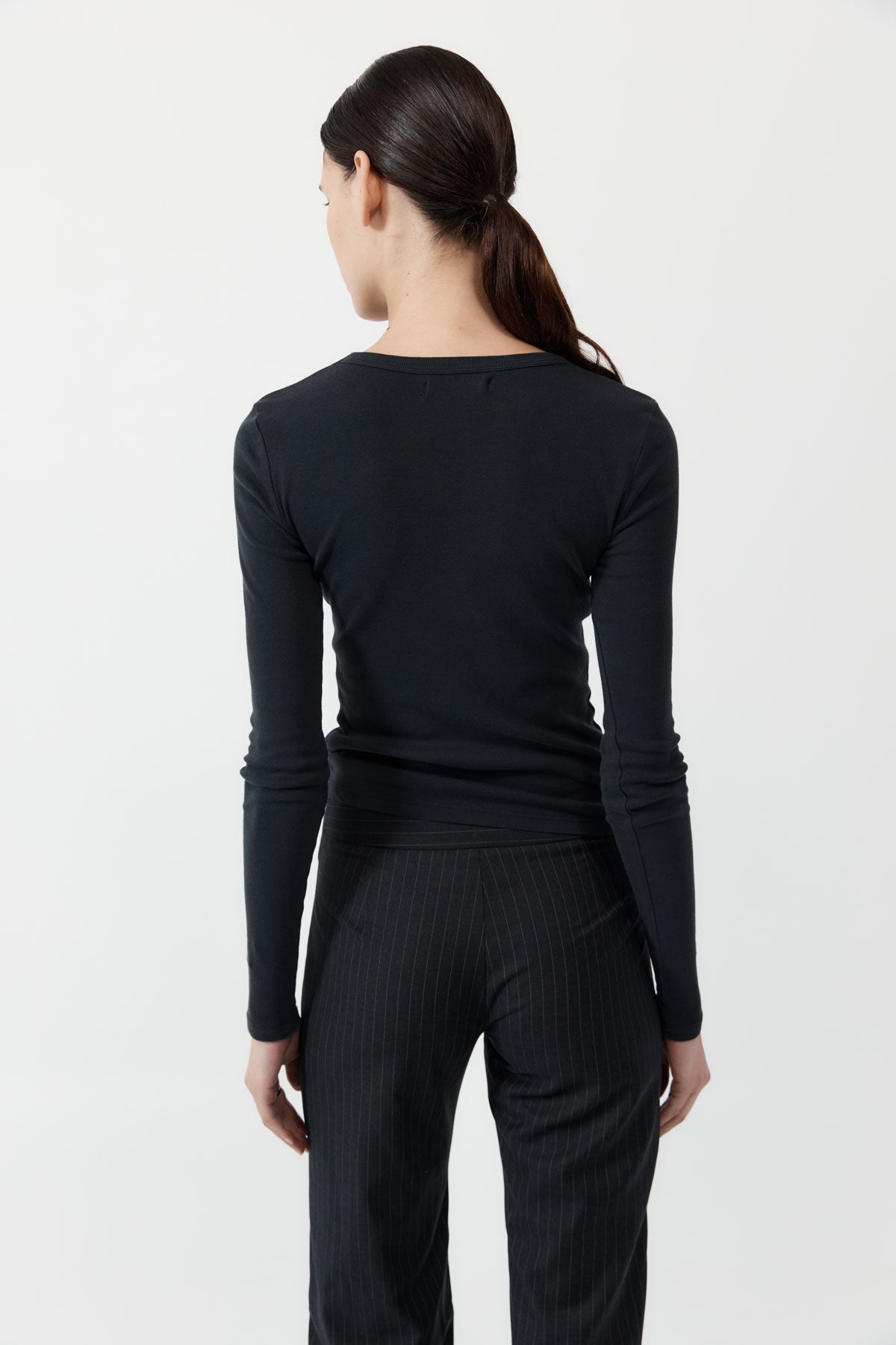 St Agni | Organic Cotton Long Sleeve Top Jet Black