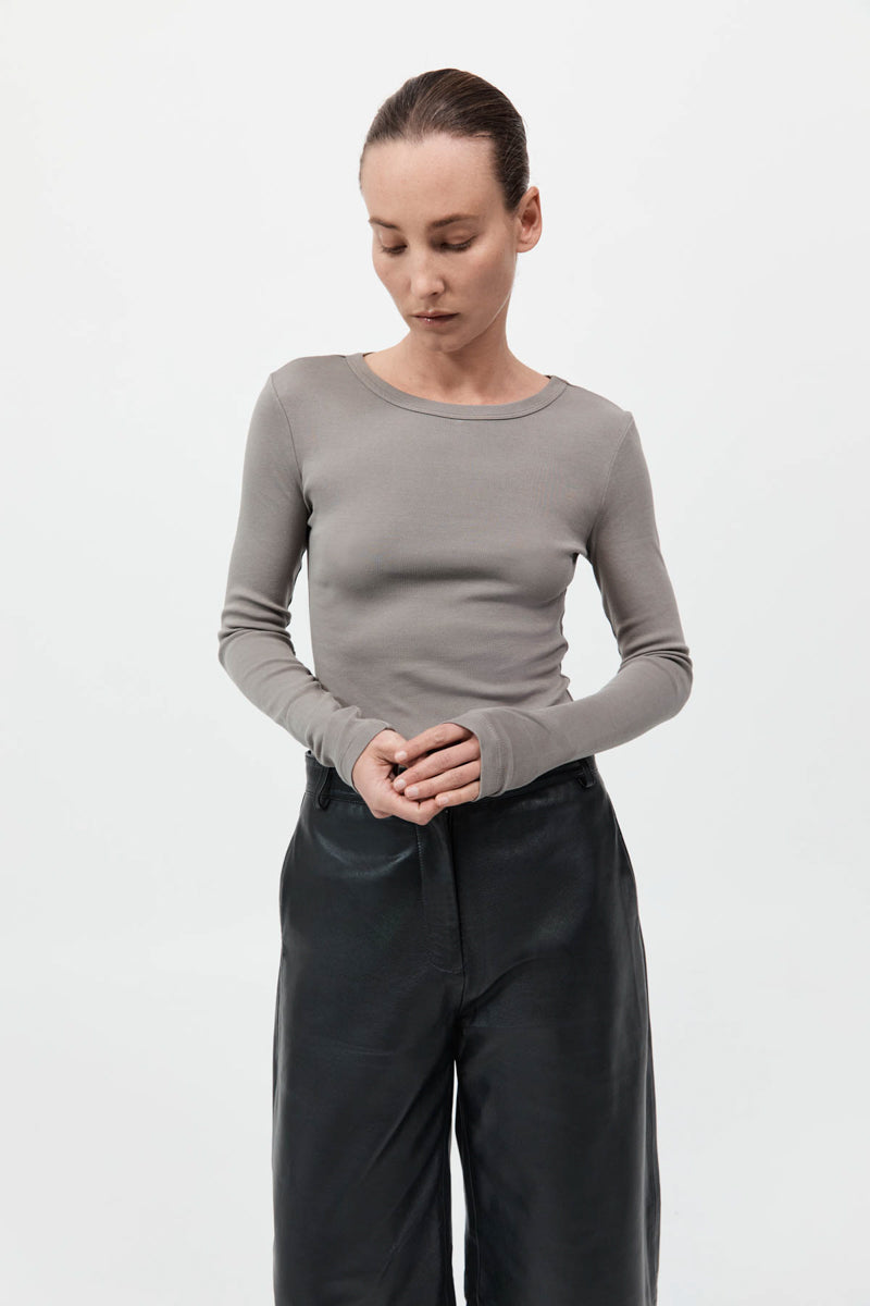 St Agni | Organic Cotton Long Sleeve Top - Slate