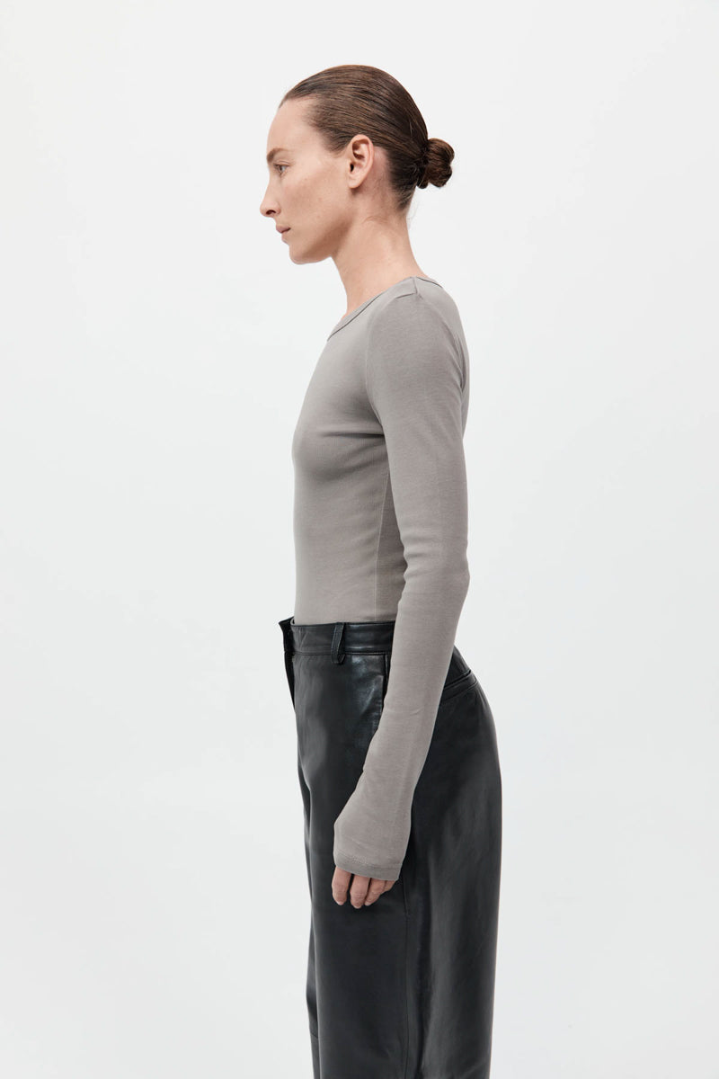 St Agni | Organic Cotton Long Sleeve Top - Slate