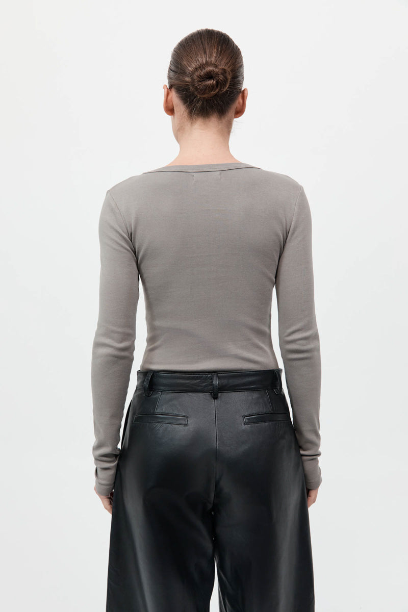 St Agni | Organic Cotton Long Sleeve Top - Slate