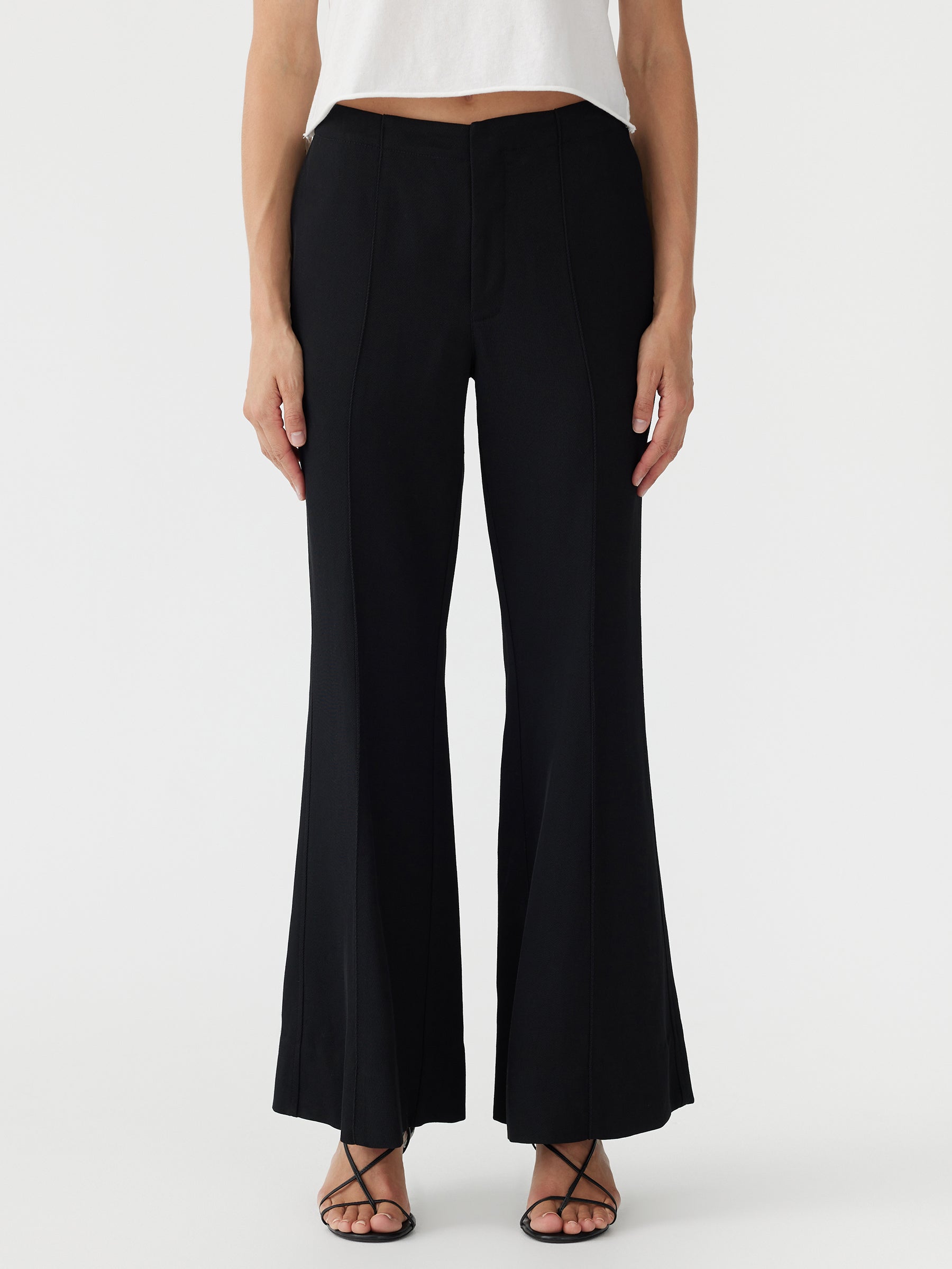 Bassike | Viscose Twill Flared Pant - Black