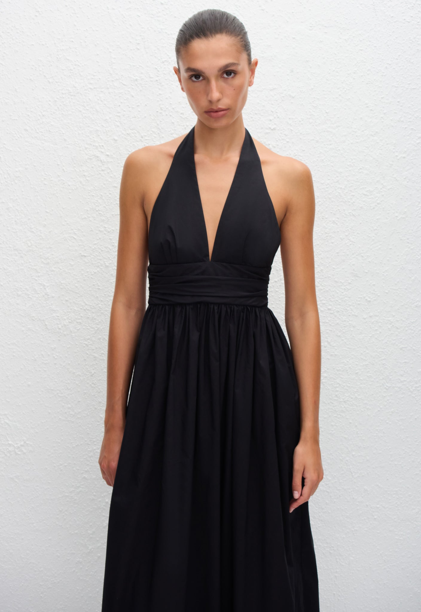 Matteau | Plunge Halter Dress - Black