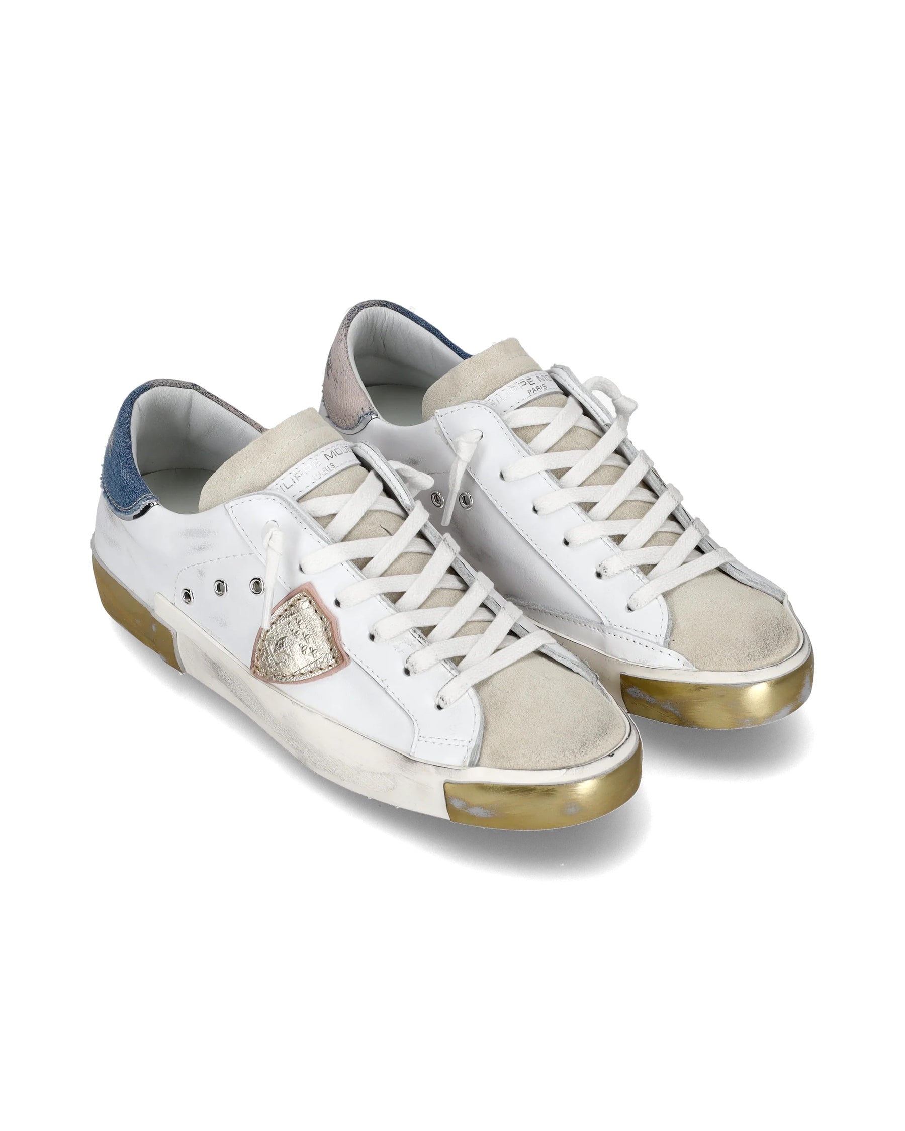 Philippe Model | PRSX Low Womens - Veau Denim Blanc Azul