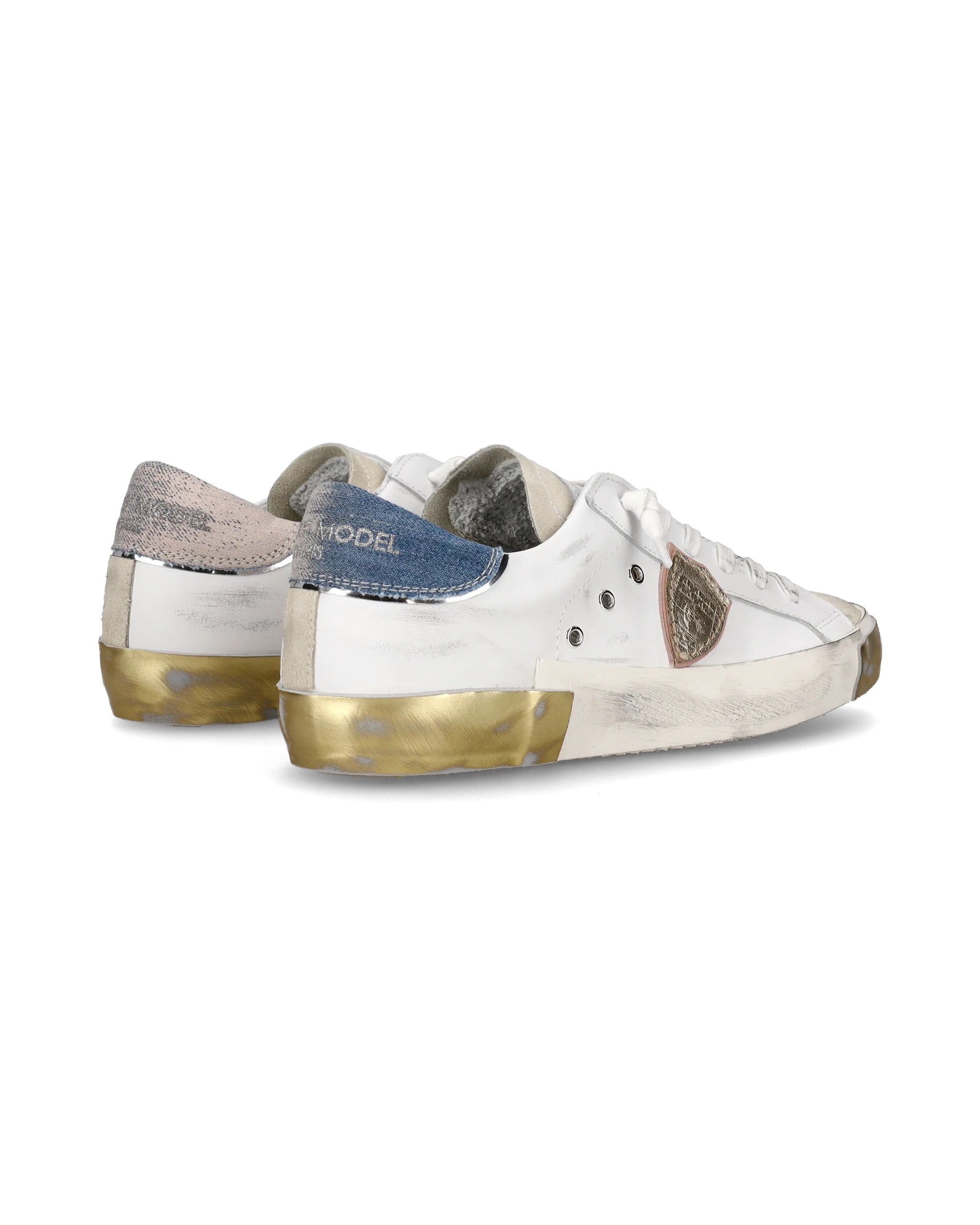 Philippe Model | PRSX Low Womens - Veau Denim Blanc Azul