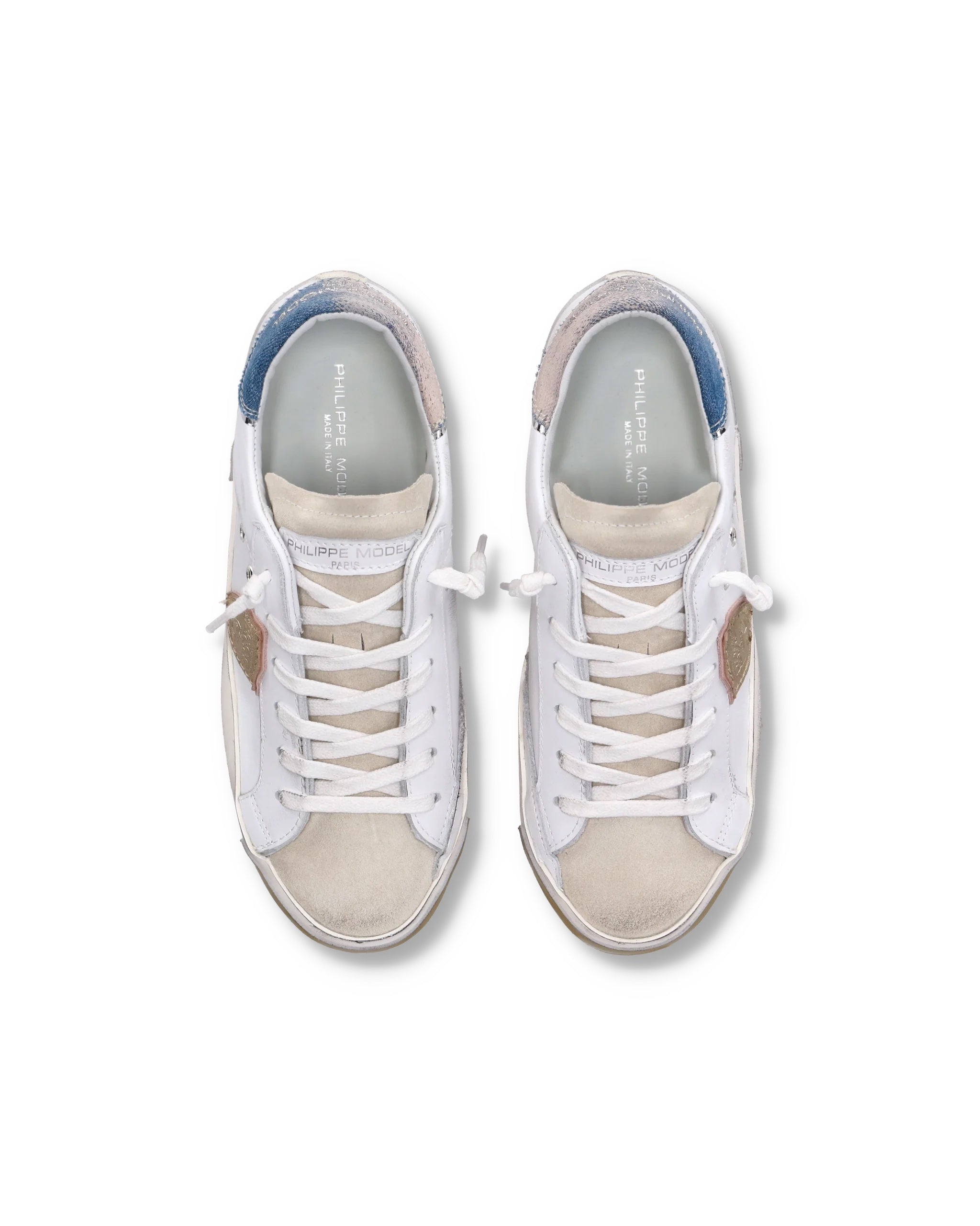 Philippe Model | PRSX Low Womens - Veau Denim Blanc Azul