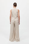 St Agni | Pinstripe Wool Drawstring Pants - Latte