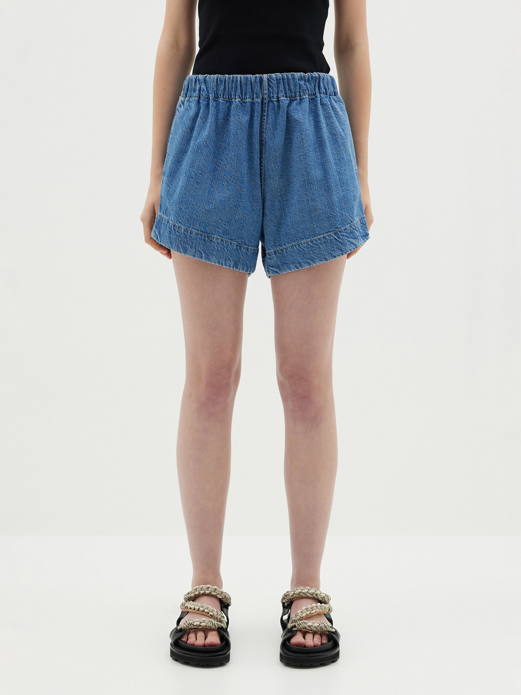 Bassike | Denim Pull On Mini Short - Light Authentic Blue