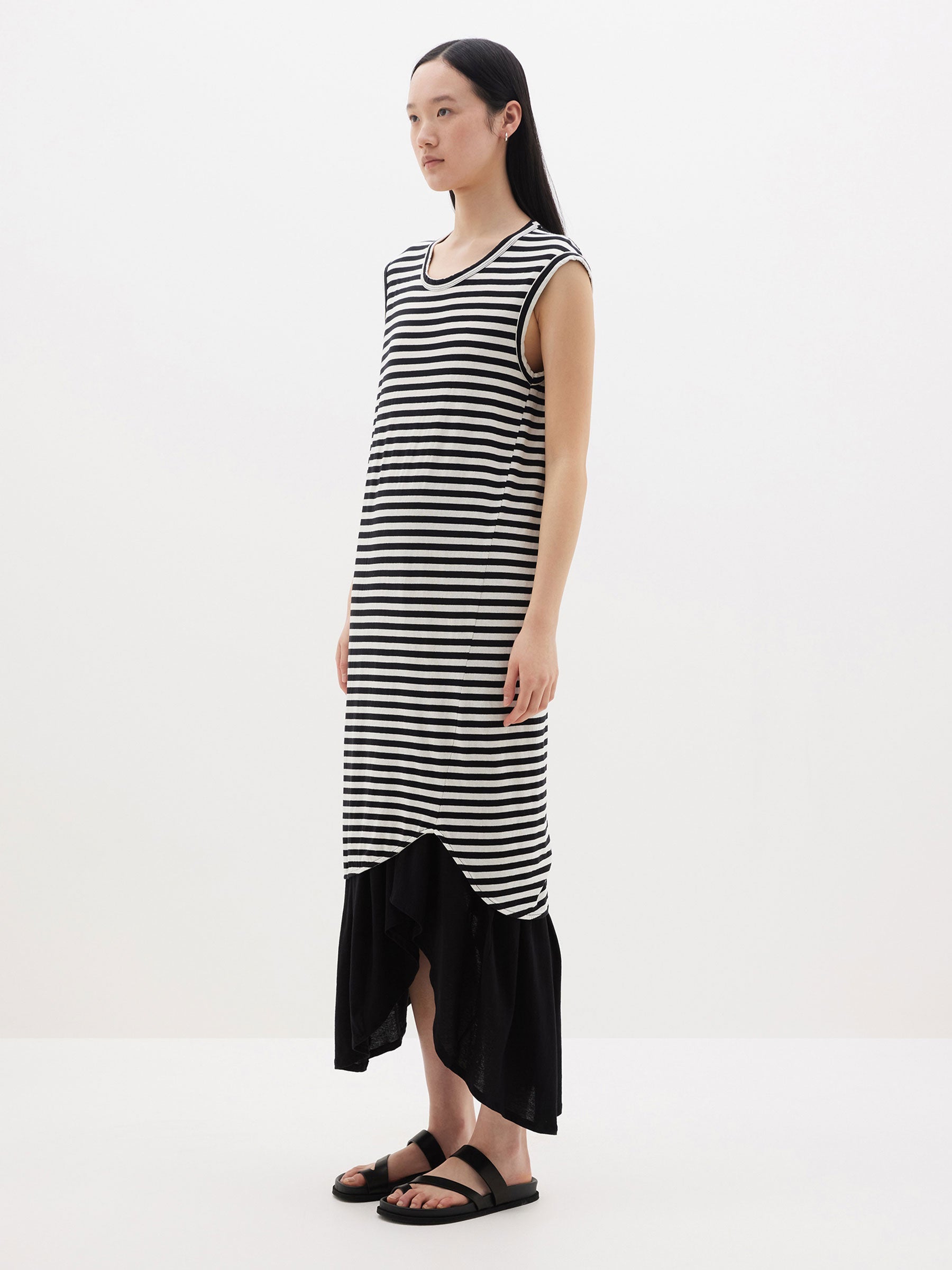 Bassike | Slim Muscle Tank Dress - Undyed/Black