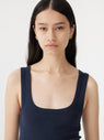 Bassike | Slim Superfine Rib Tank II - Blue Ink