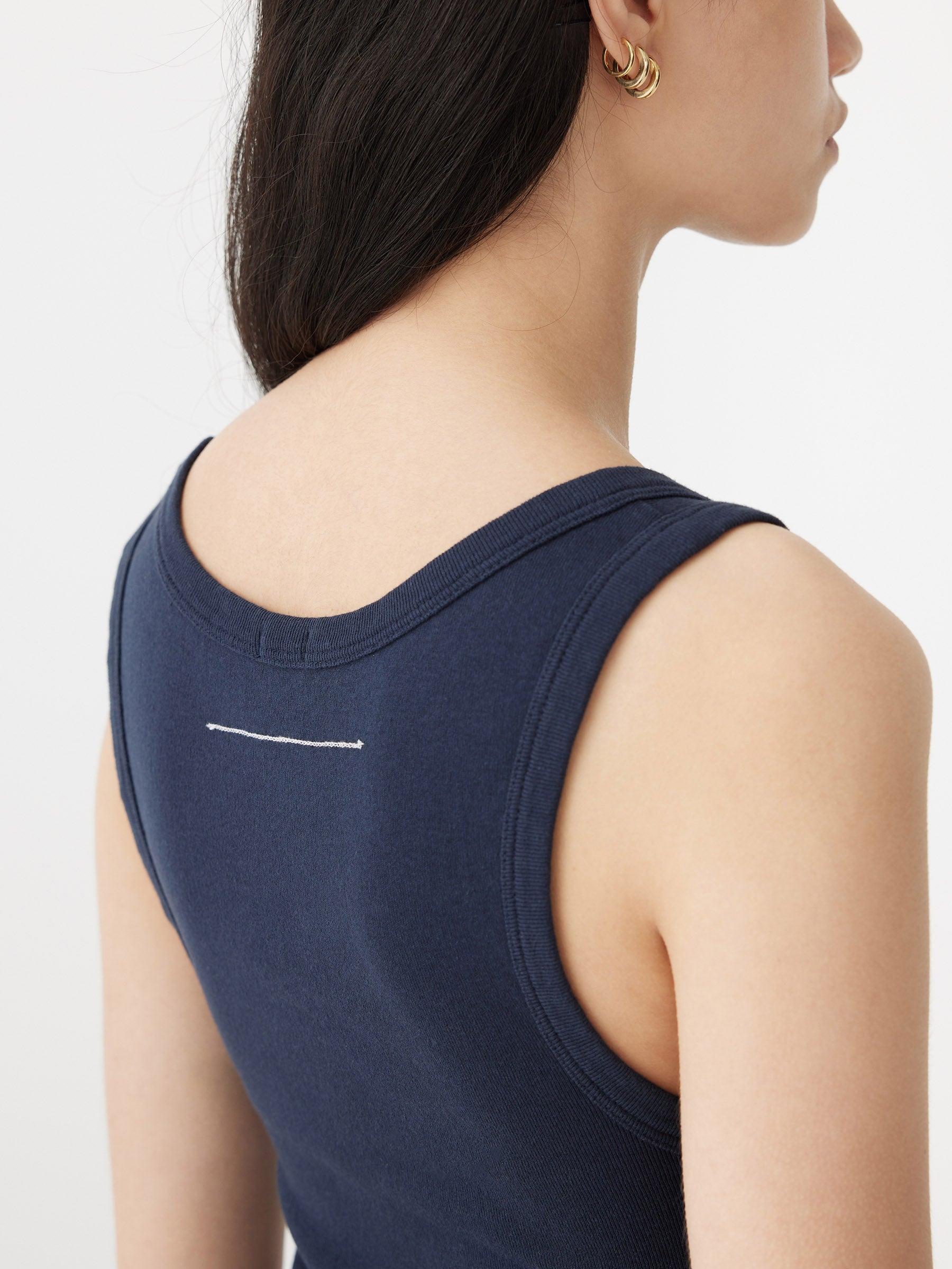 Bassike | Slim Superfine Rib Tank II - Blue Ink