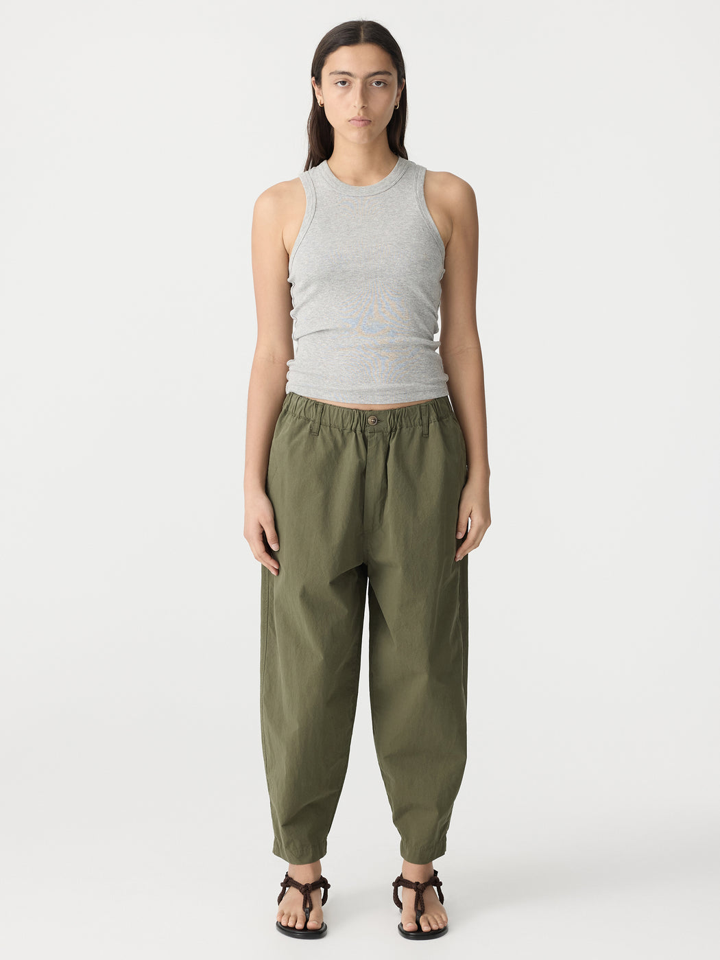 Bassike | Crushed Cotton Summer Pant - Khaki