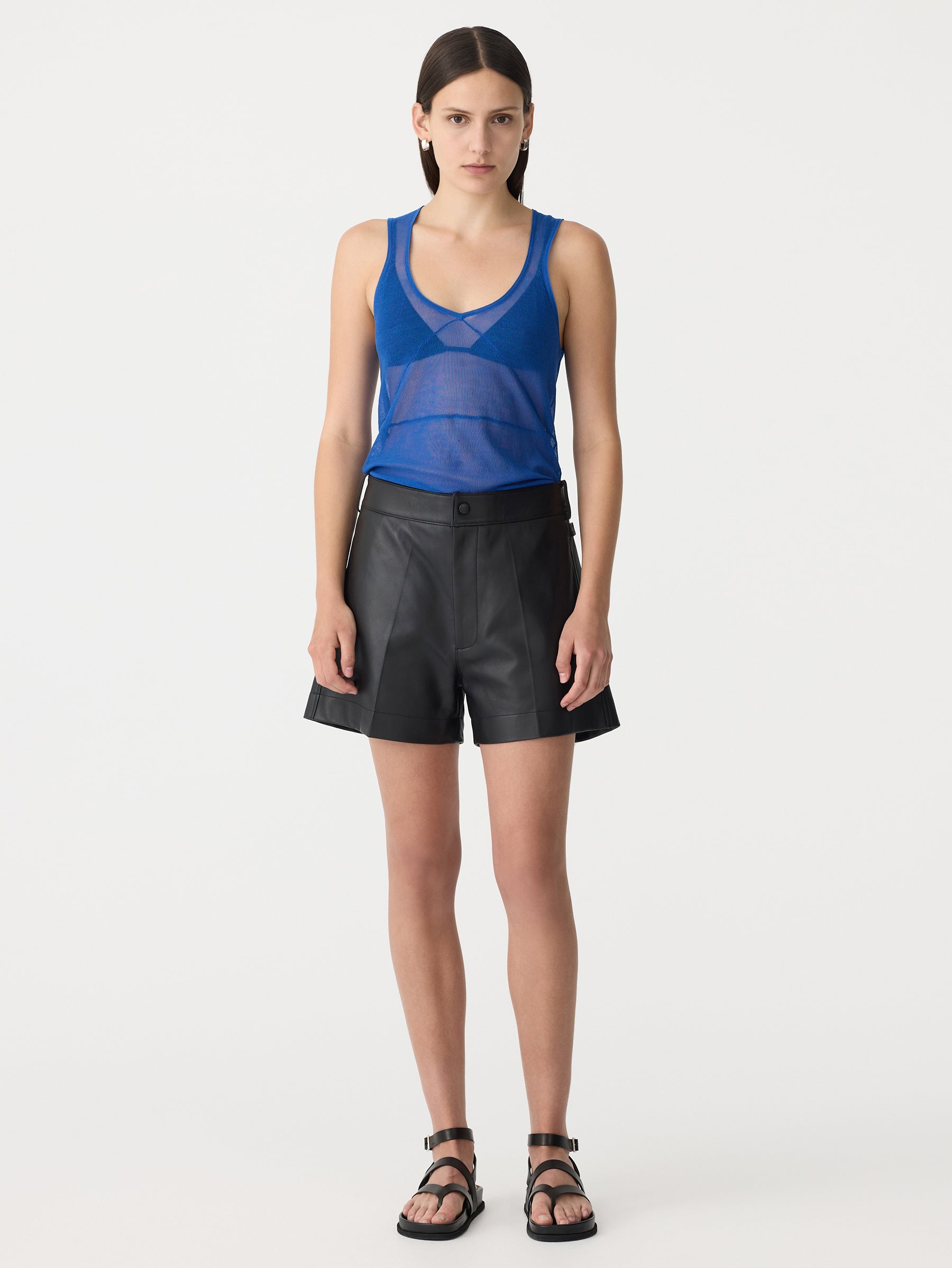 Bassike | Leather Mini Short - Black