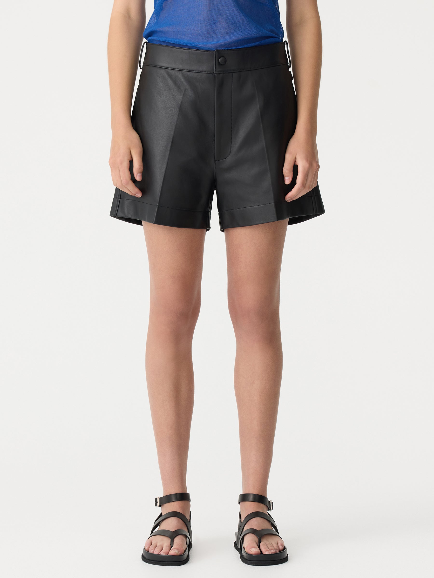 Bassike | Leather Mini Short - Black