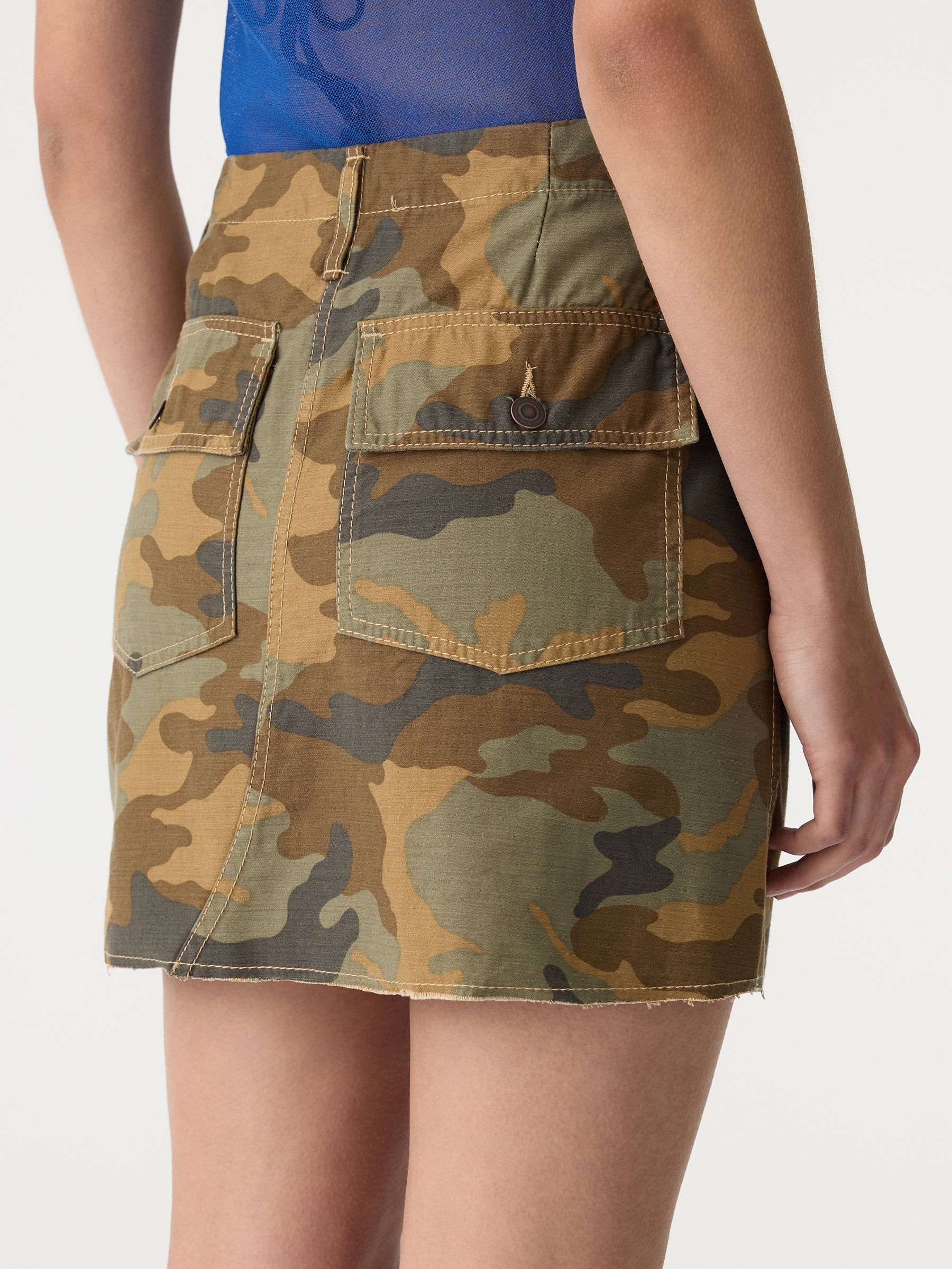 Bassike | Raw Edge Camo Skirt - Camo