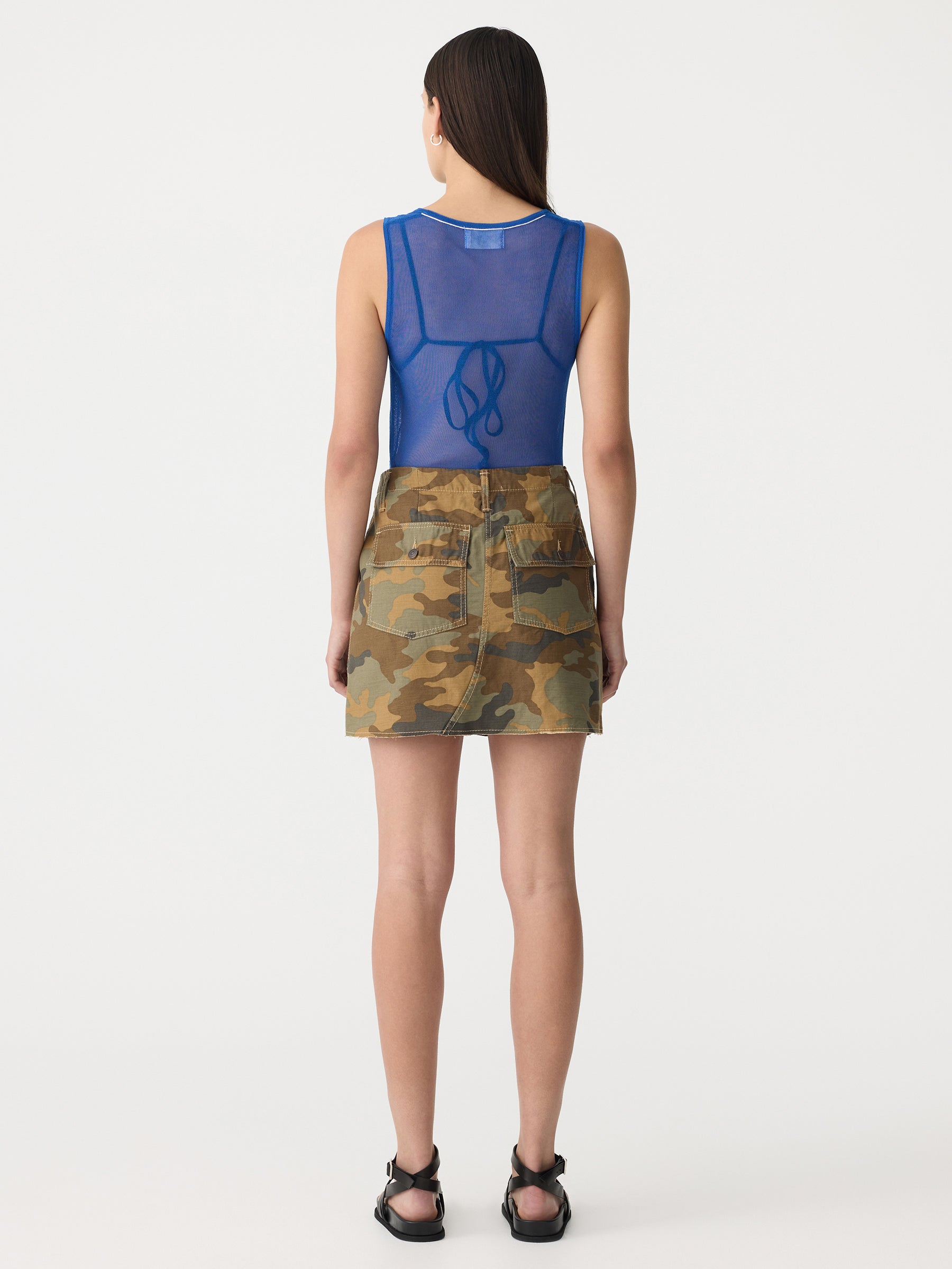 Bassike | Raw Edge Camo Skirt - Camo