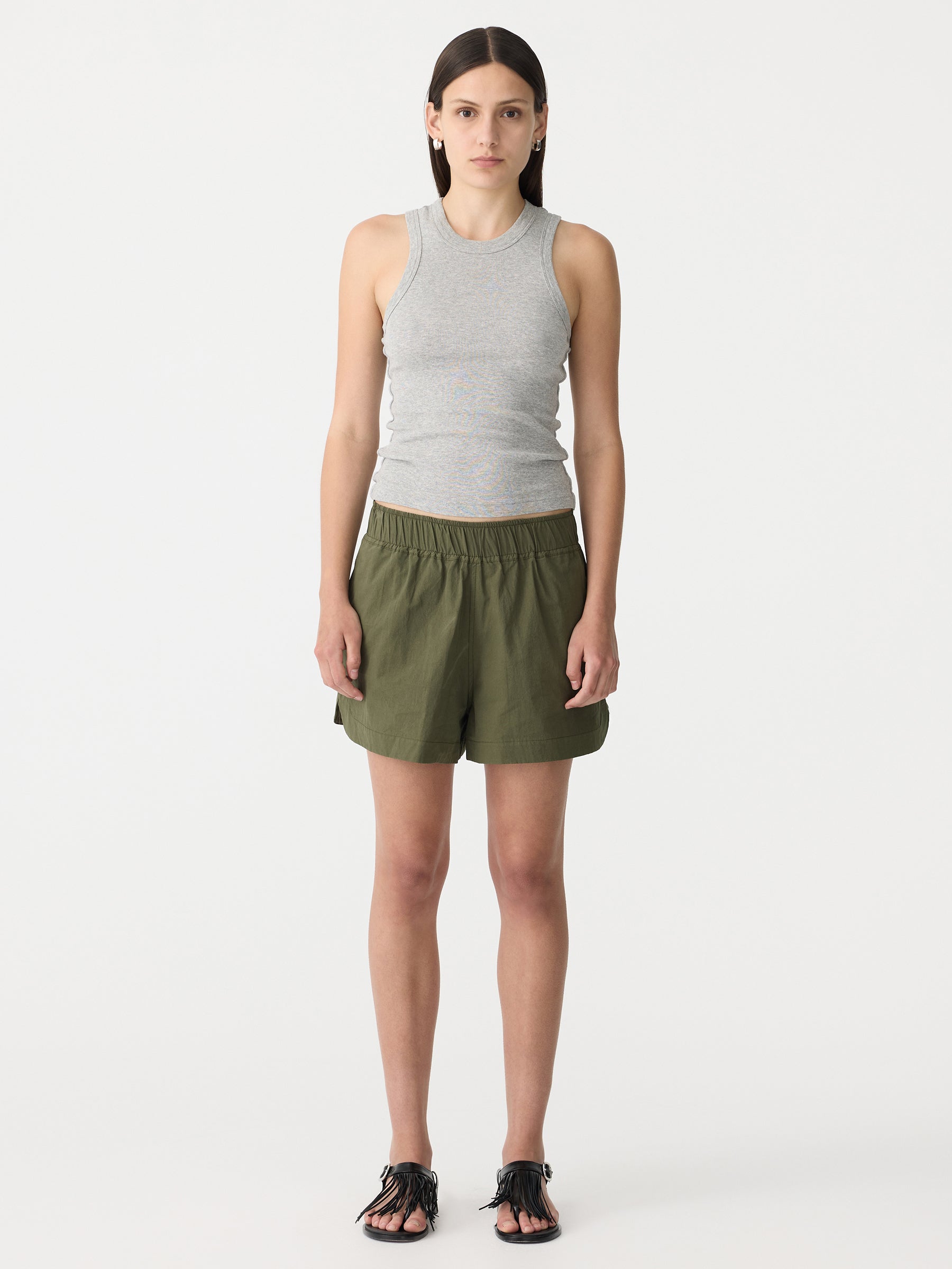 Bassike | Crushed Cotton Tennis Short - Khaki