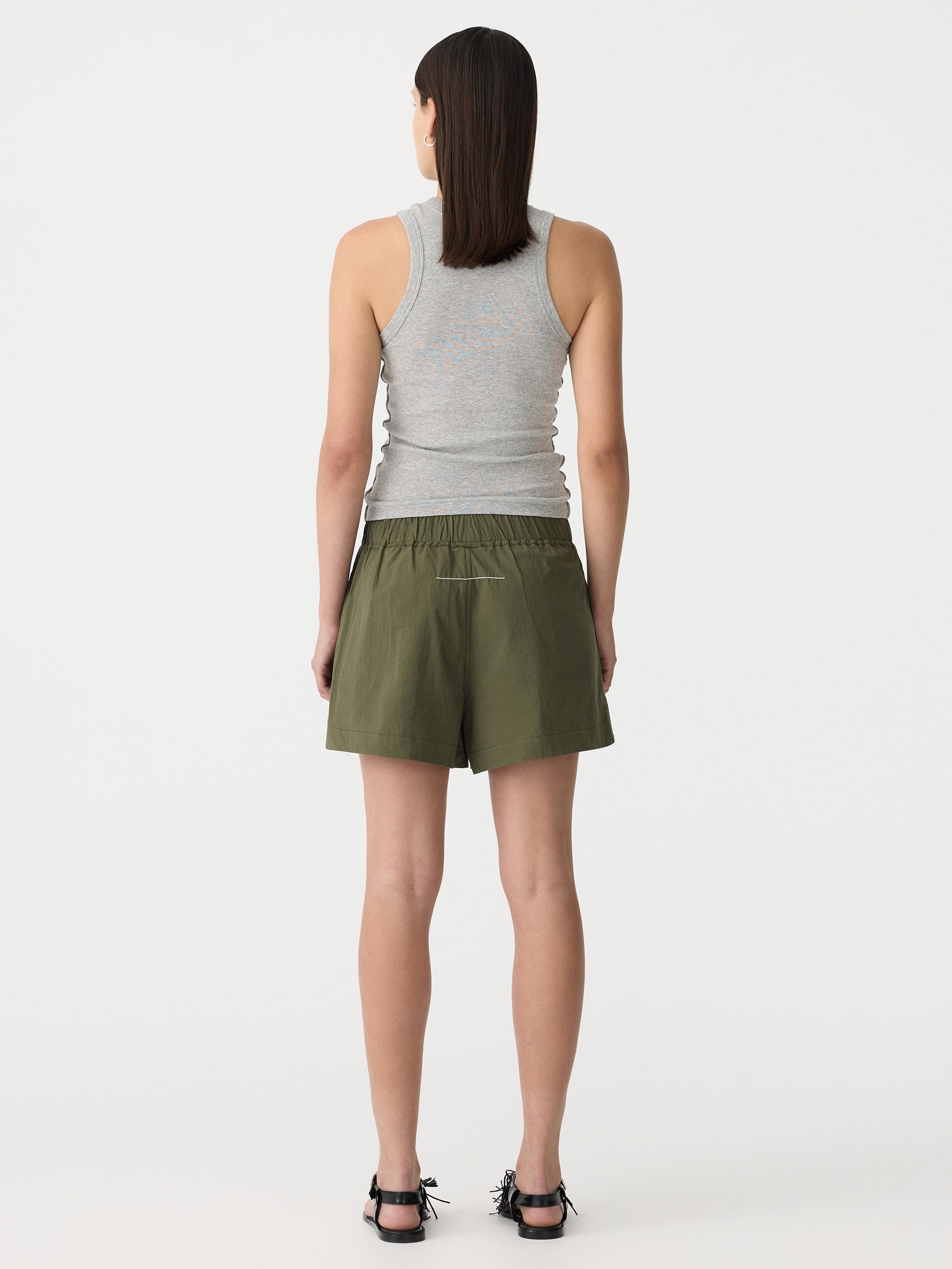 Bassike | Crushed Cotton Tennis Short - Khaki