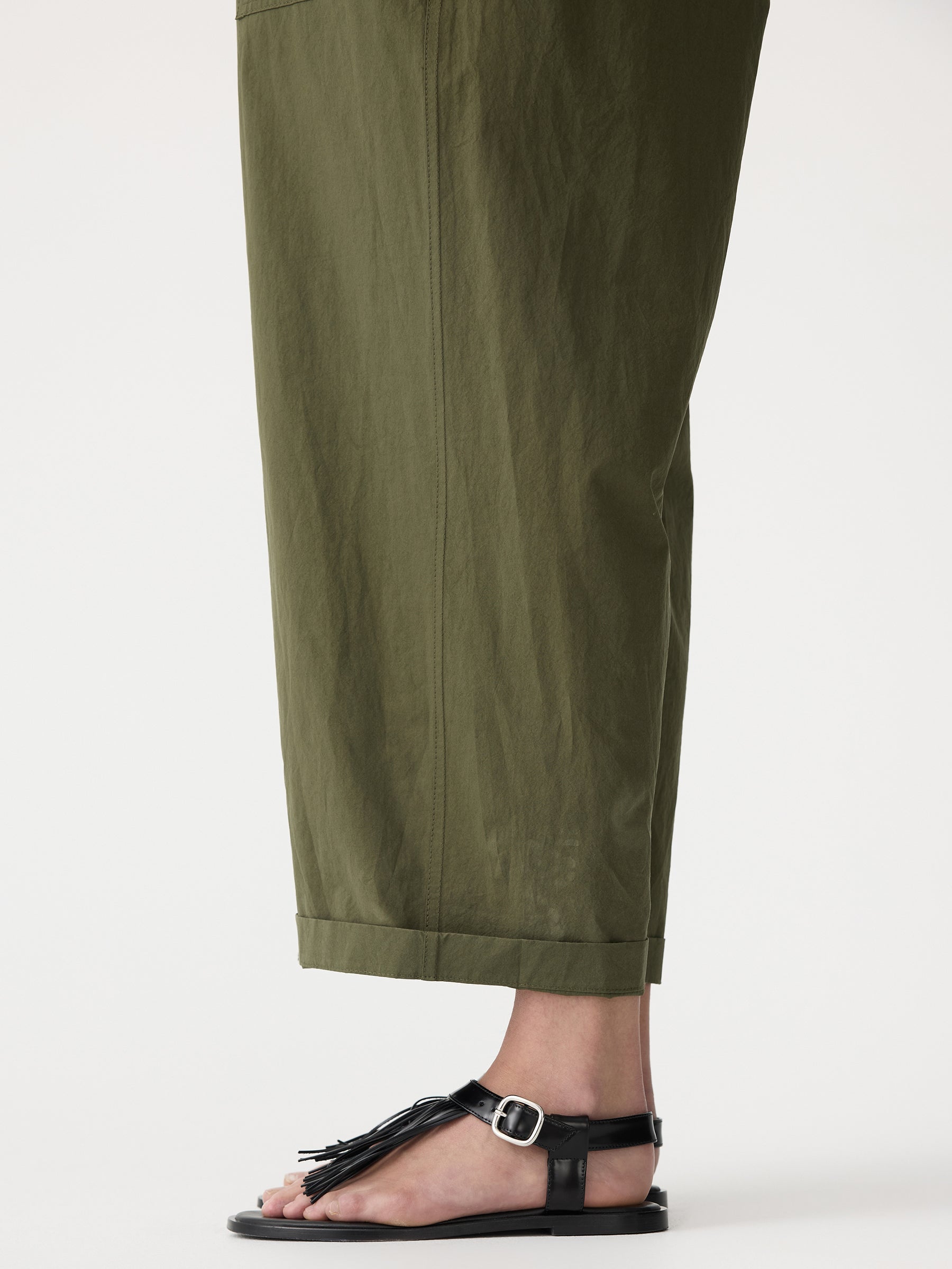 Bassike | Crushed Cotton Jumpsuit - Khaki