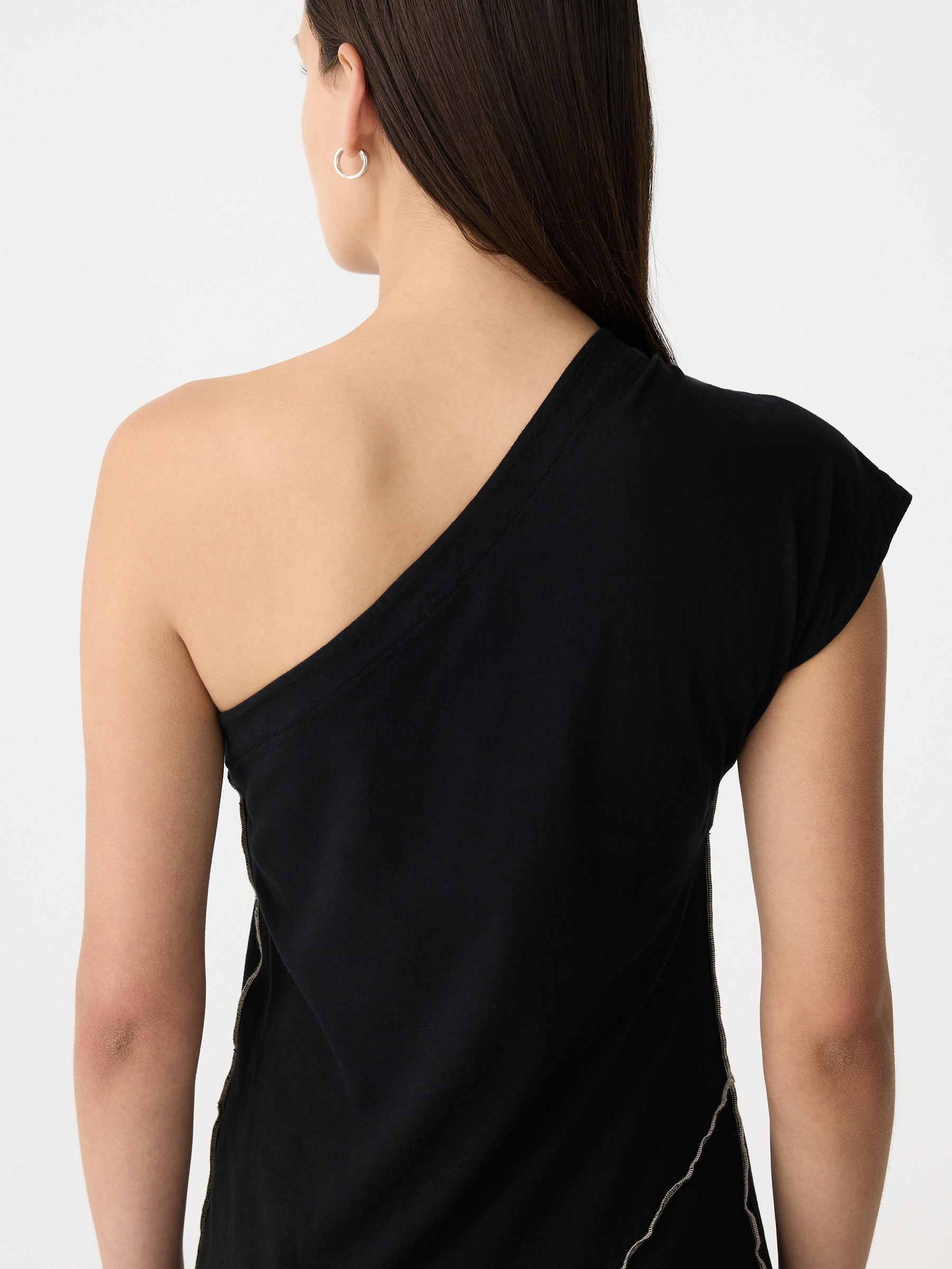 Bassike | Asymmetric One Shoulder Dress - Black/Dune