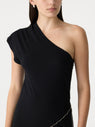 Bassike | Asymmetric One Shoulder Dress - Black/Dune