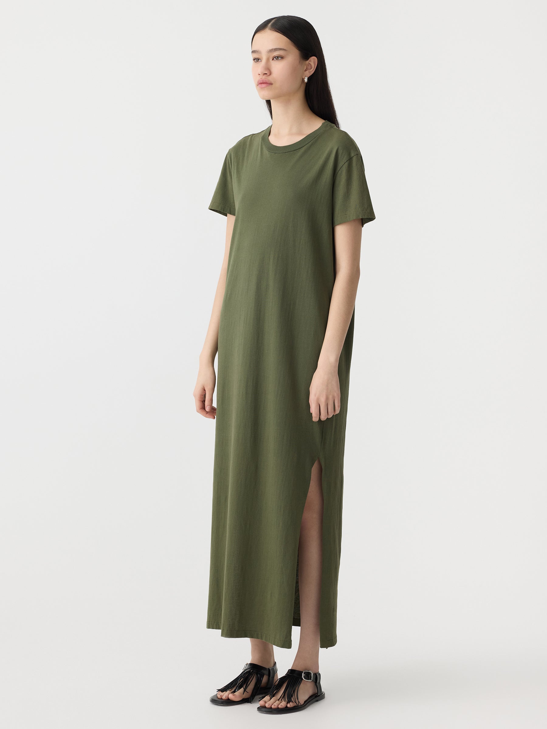 Bassike | Longerline T.Shirt Dress - Khaki