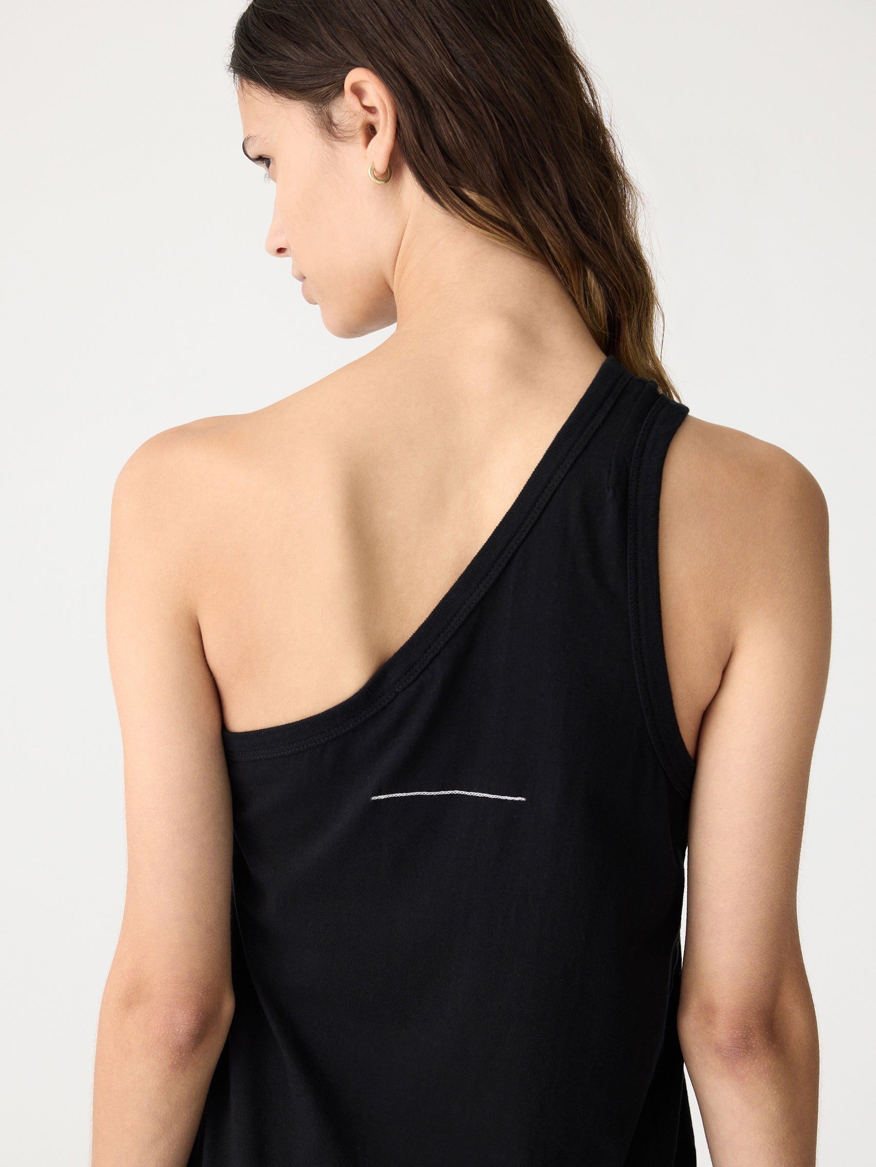 Bassike | Spliced One Shoulder Tank - Black