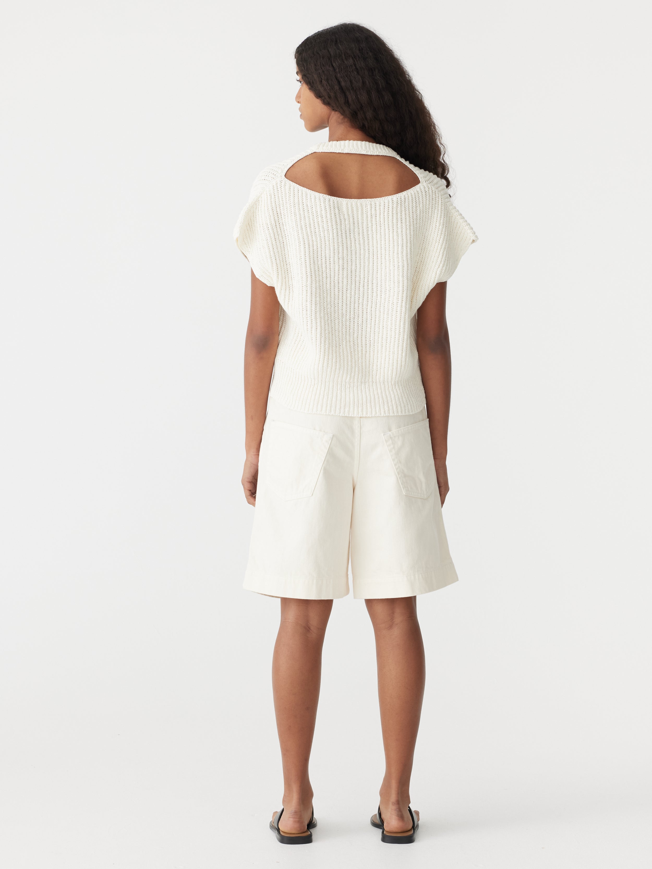 Bassike | Floating Neck Cap Sleeve Knit - Natural