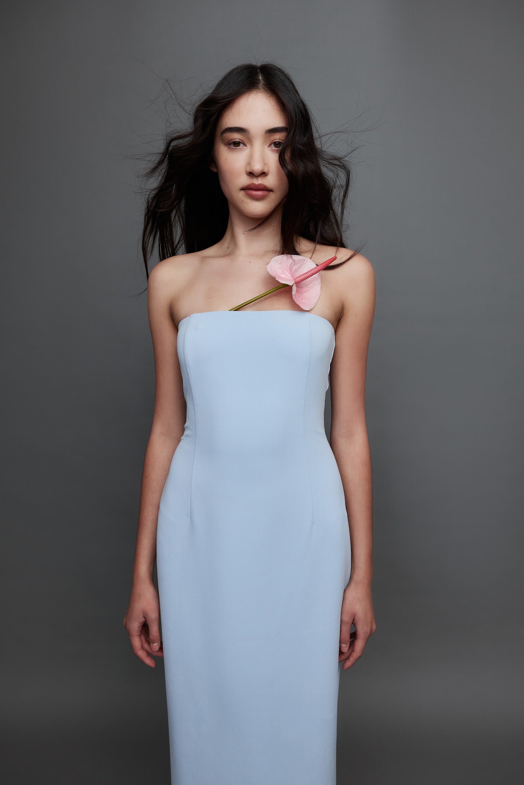 REBE | Strapless Long Dress - Blue