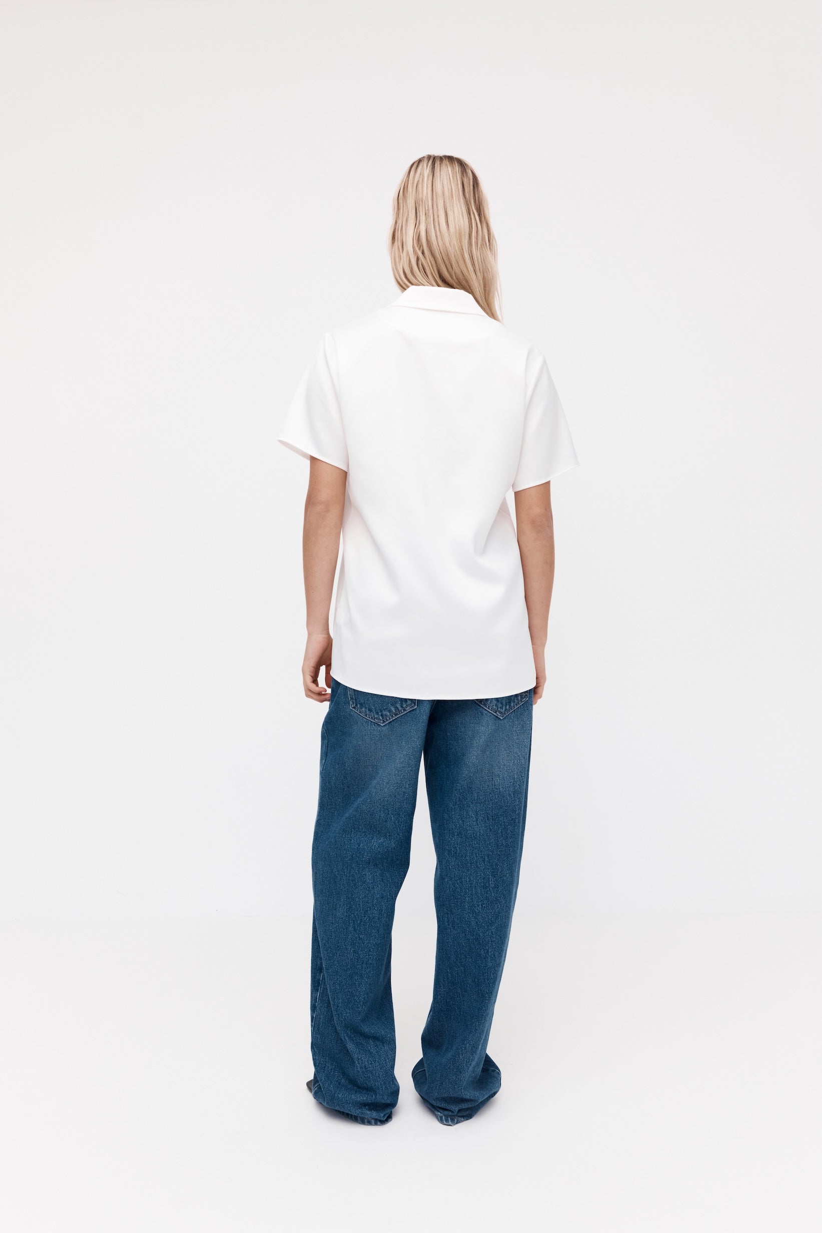 Rebe | Short Sleeve Silky Shirt - Ivory