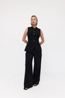 Rebe | Double Pleated Trouser - Black