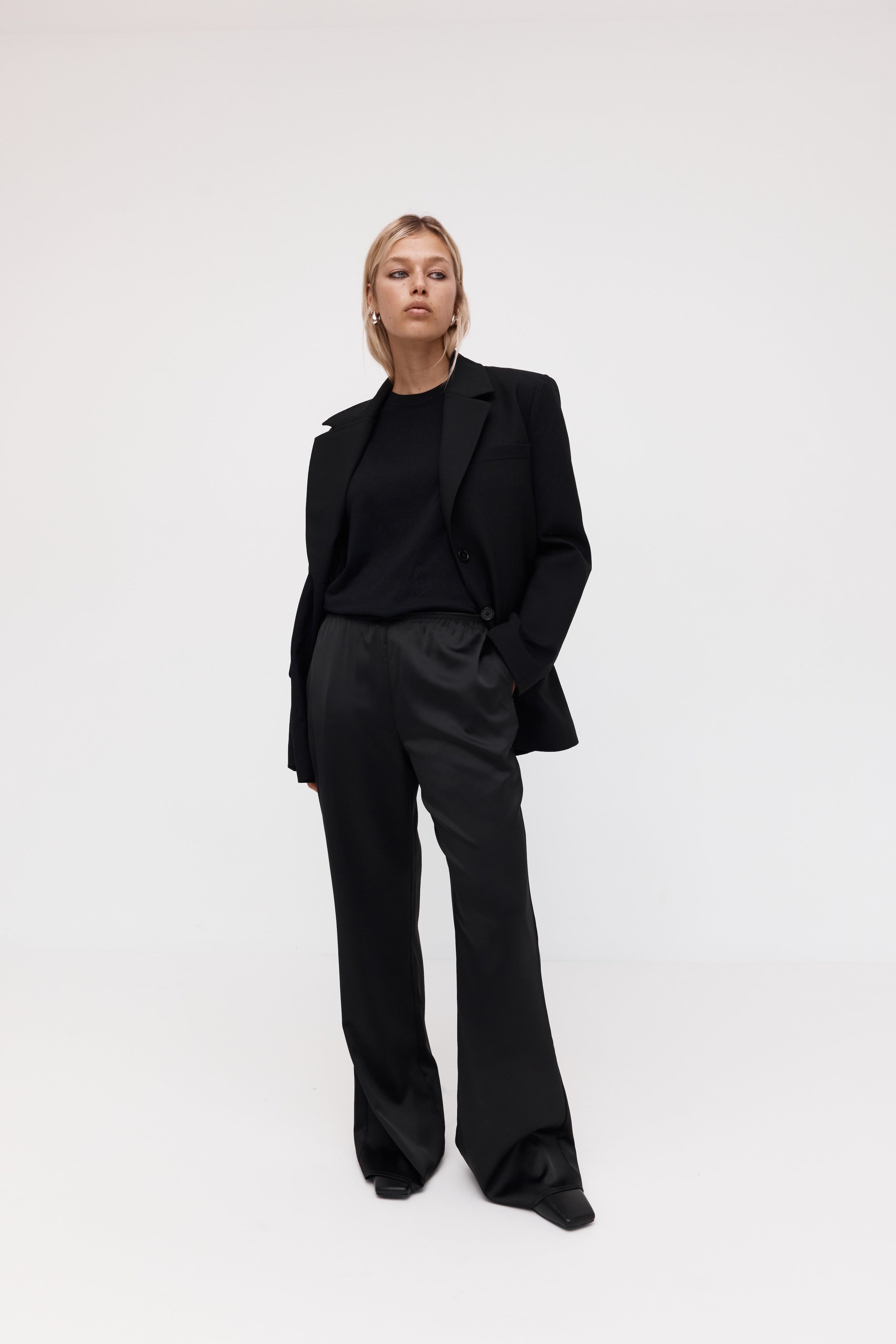 Rebe | New Silky Pull On Trouser - Black