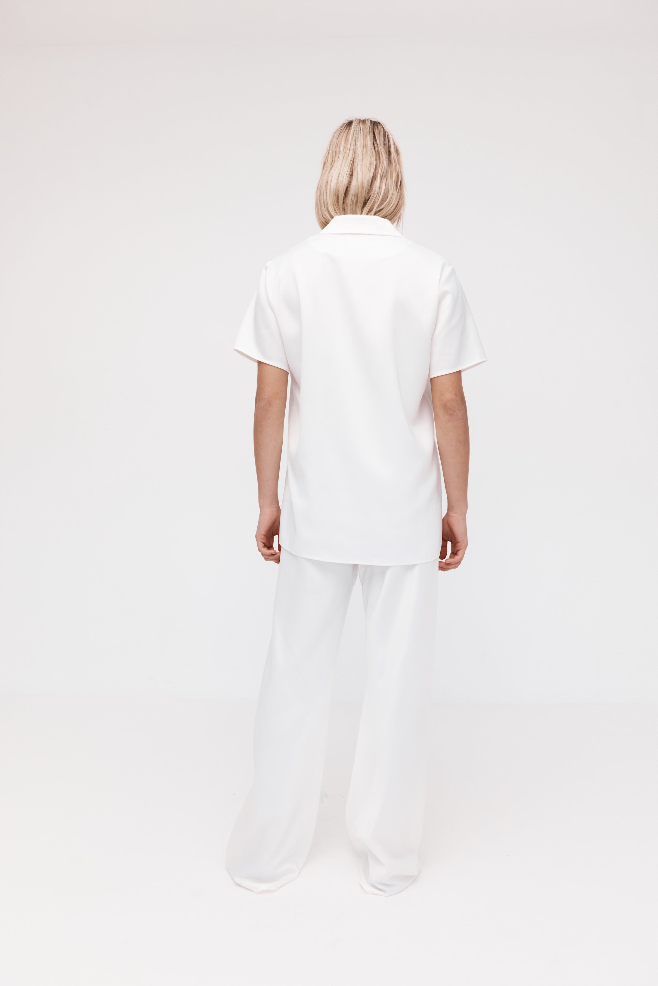 Rebe | Short Sleeve Silky Shirt - Ivory