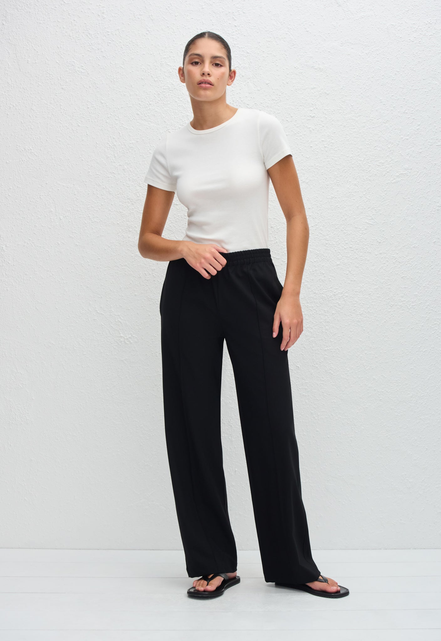 Matteau | Relaxed Pin Stitch Trouser - Black