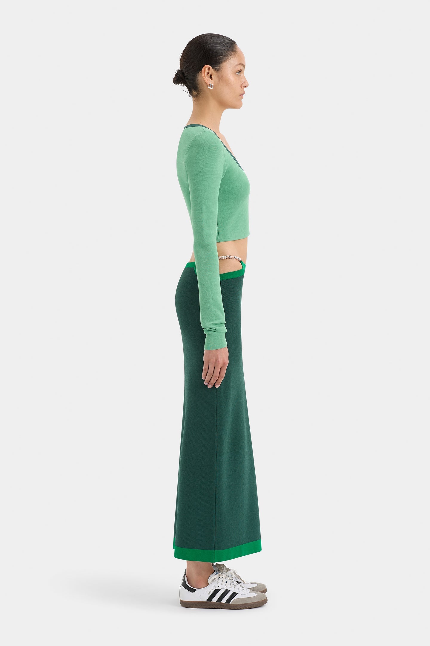 SIR The Label | Salvador Beaded Midi Skirt - Forest Green