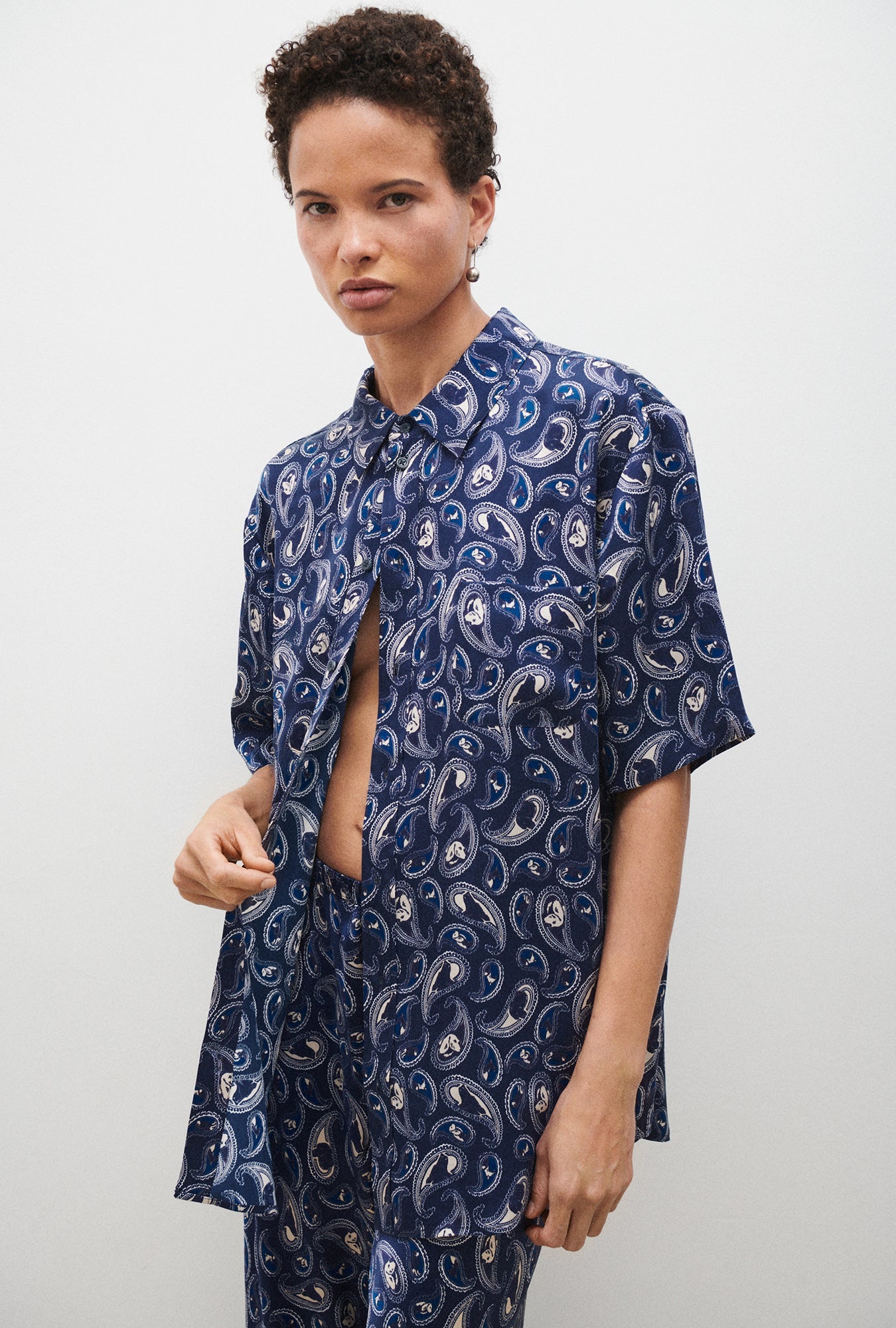 Silk Laundry | Short Sleeve Boyfriend Shirt - Hounds Paisley