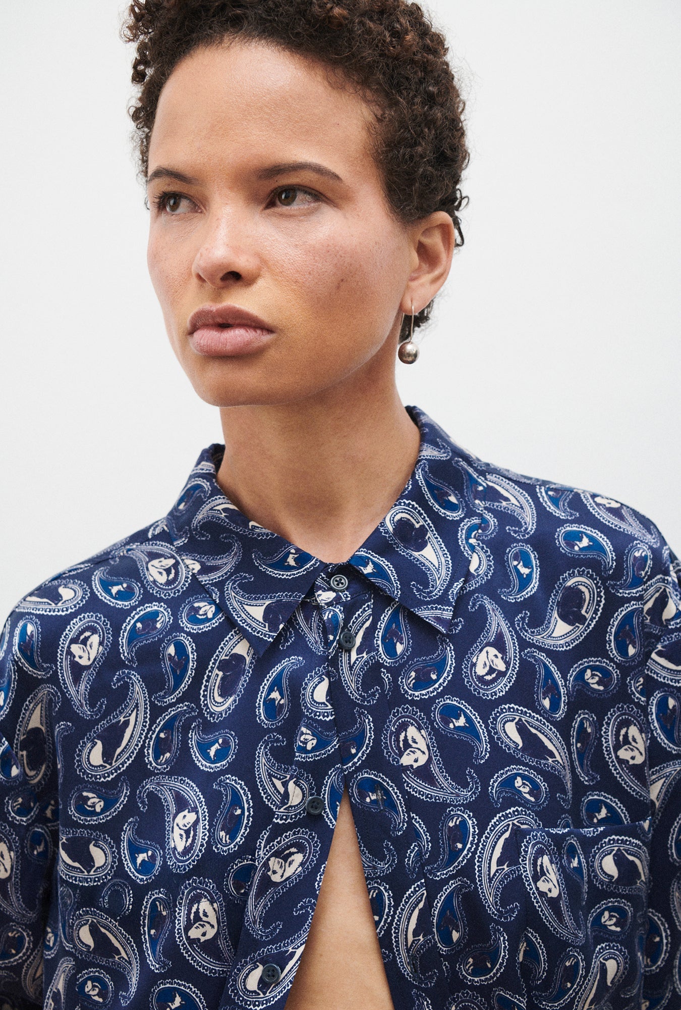 Silk Laundry | Short Sleeve Boyfriend Shirt - Hounds Paisley