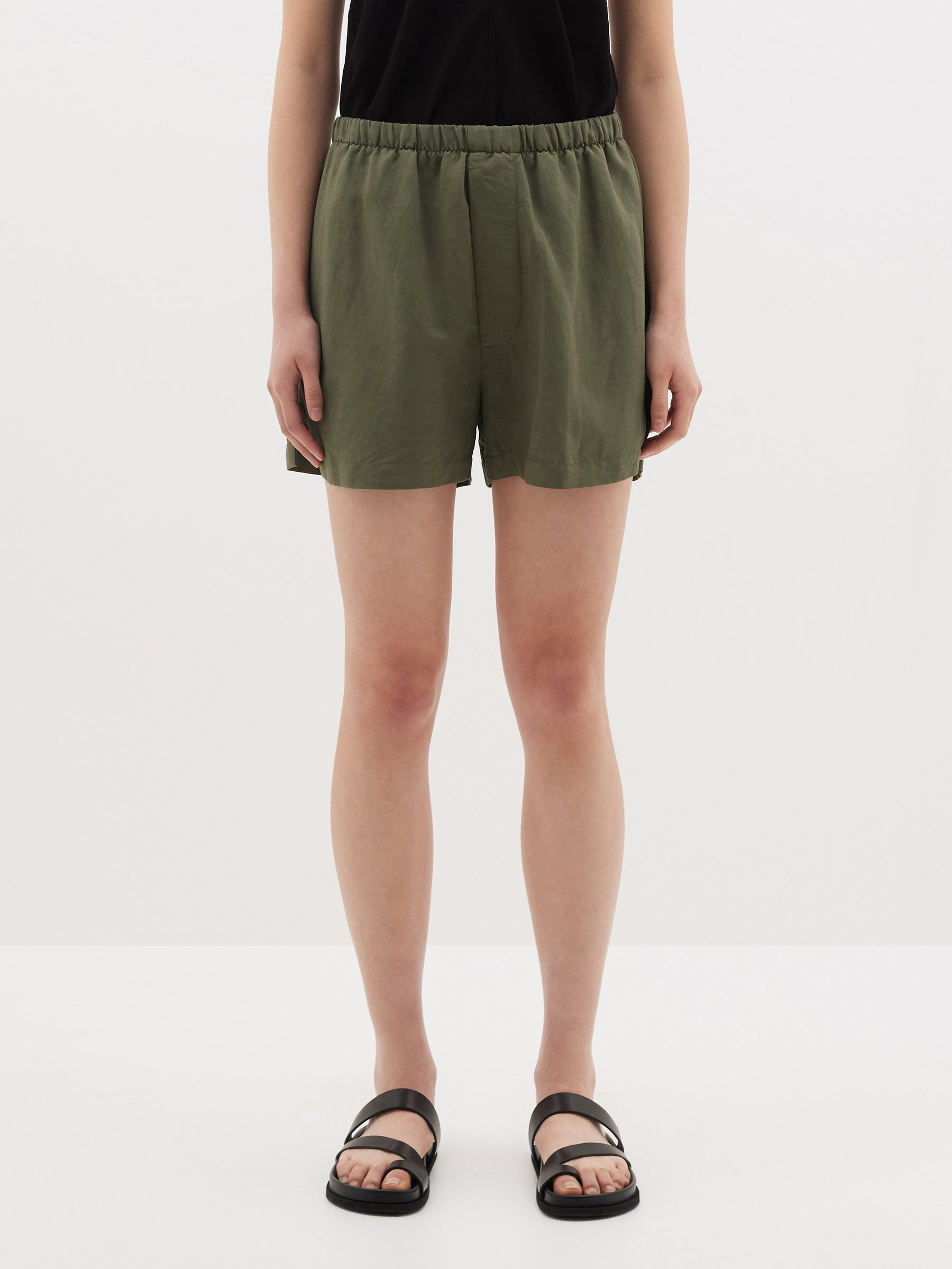 Bassike | Viscose Linen Boxer Short - Khaki