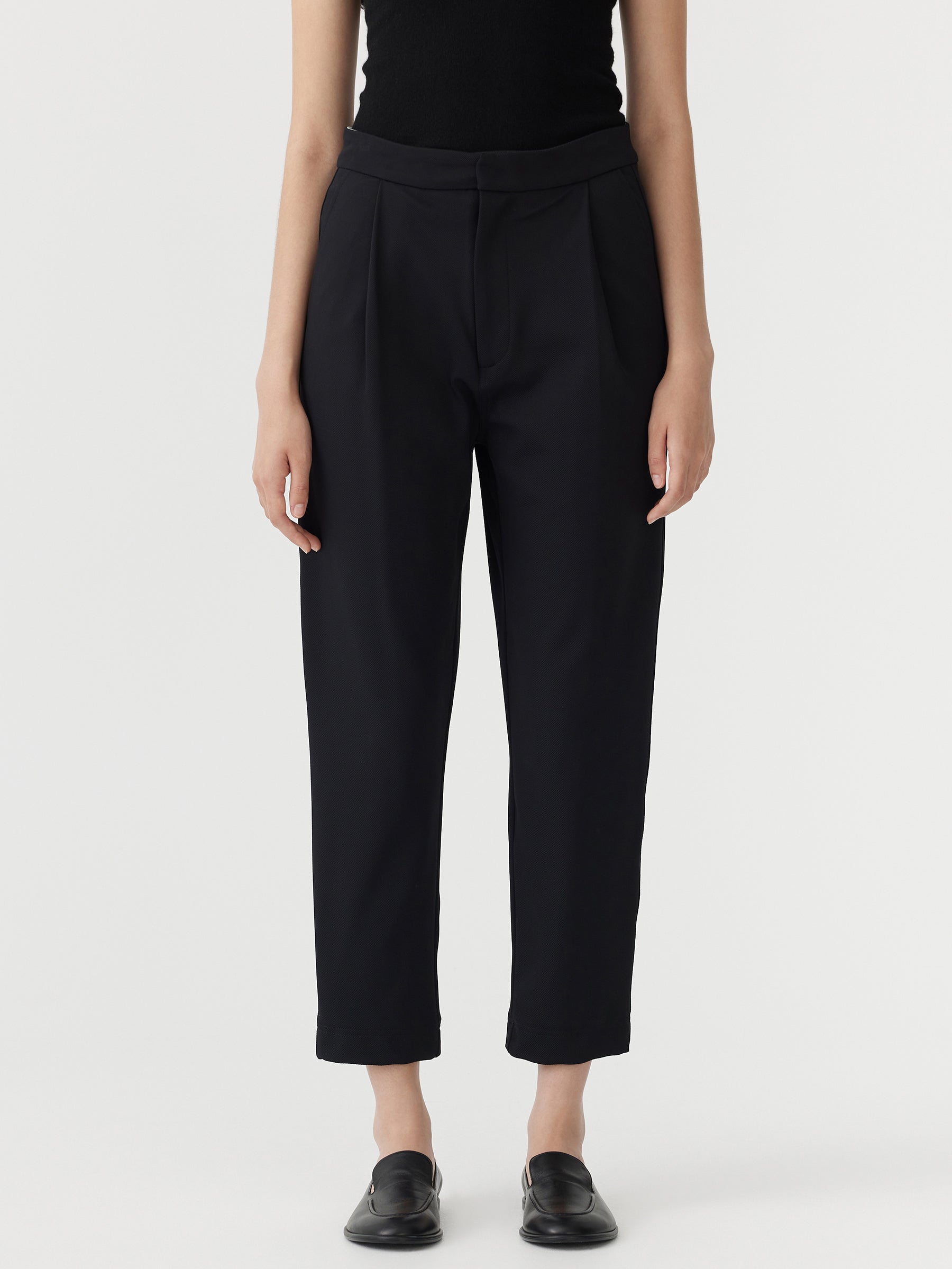 Bassike | Stretch Twill Pleat Pant - Black