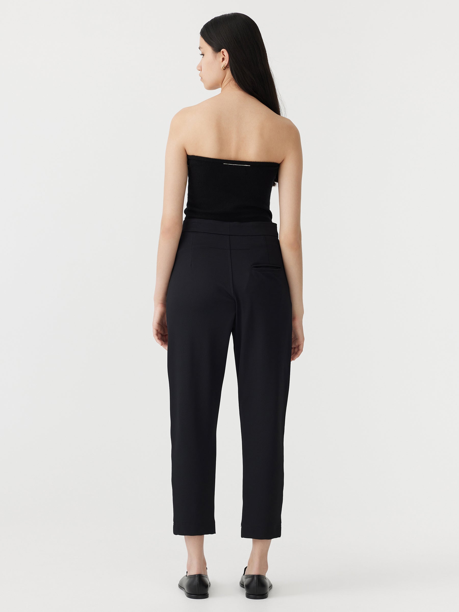 Bassike | Stretch Twill Pleat Pant - Black