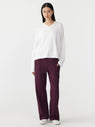 Bassike | Twill Stripe Detail Pant - Burgundy/Tan