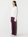 Bassike | Twill Stripe Detail Pant - Burgundy/Tan