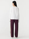 Bassike | Twill Stripe Detail Pant - Burgundy/Tan