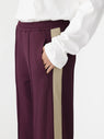 Bassike | Twill Stripe Detail Pant - Burgundy/Tan