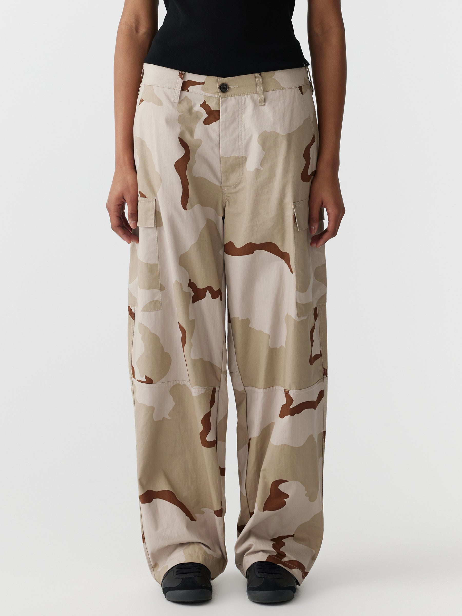 Bassike | Ripstop Camo Cargo Pant - Tan Camo