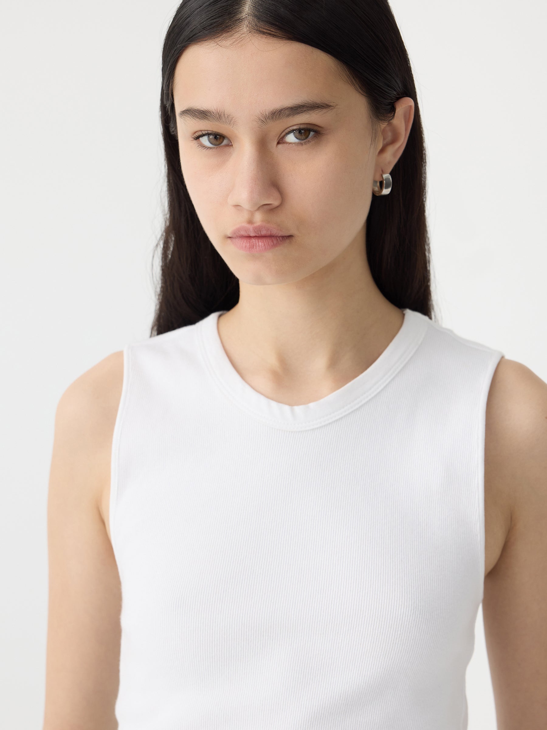 Bassike | Back Cut Out Mini Rib Tank - White