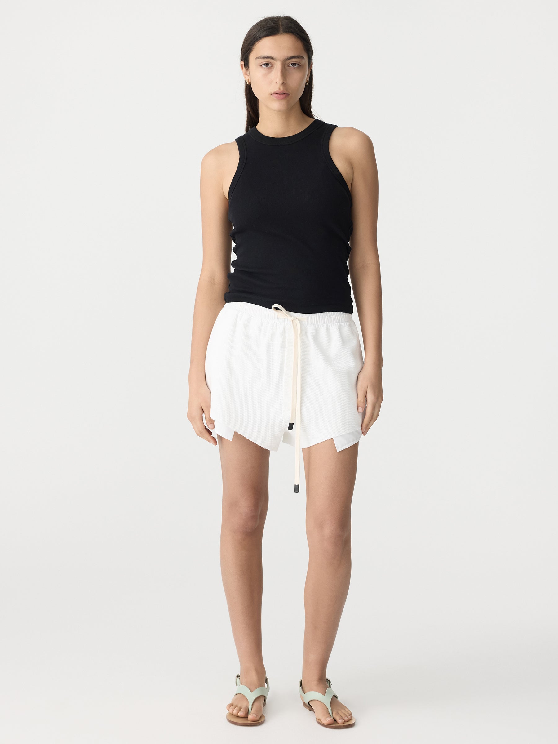 Bassike | Pocket Detail Waffle Short - White